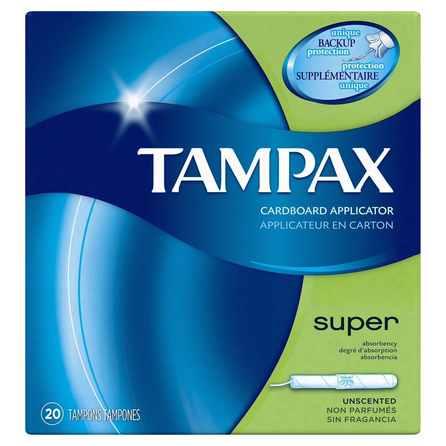 Tampax Cardboard Applicator Super Absorbency Tampons