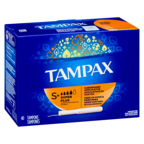 Tampax Tampons, Cardboard Applicator, Super Plus Absorbency, Unscented