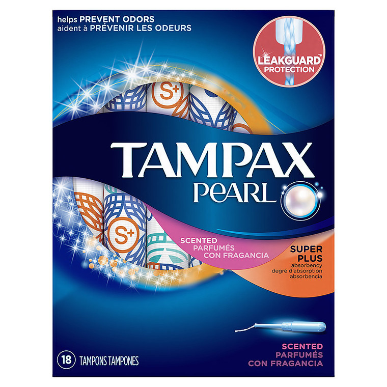 Tampax Pearl Tampons Super Plus Absorbency With LeakGuard Braid, Scented