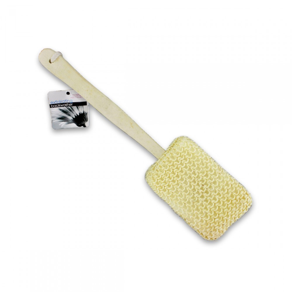 Bath and Body Exfoliating Backwasher With Wooden Handle
