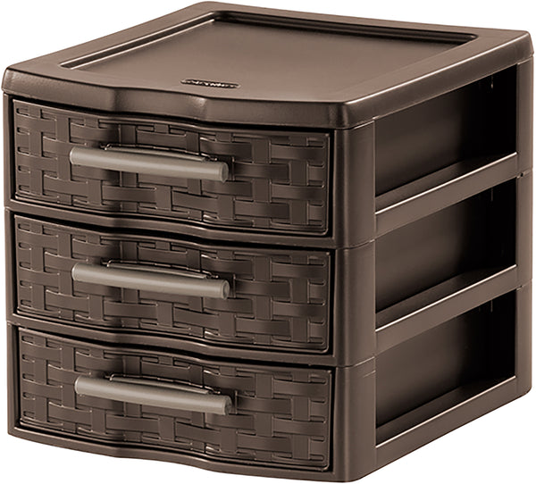 Sterilite 8.625" X 7.25" X 6.875" Small Espresso Weave 3 Drawer Storage Unit