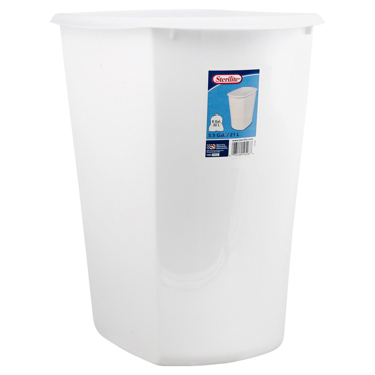 Sterilite Waste Basket, White, 5.5 Gallon