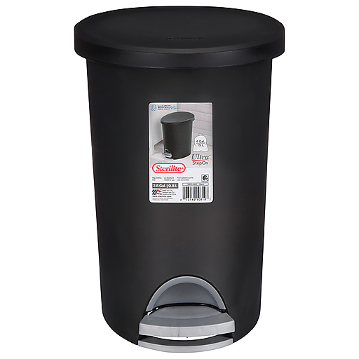 Sterilite Ultra StepOn Wastebasket Black - 2.6 Gallon