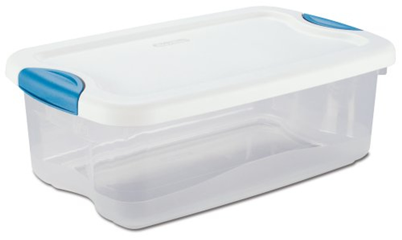 Sterilite 6-Quart Latch Box With White Lid And Blue Latches