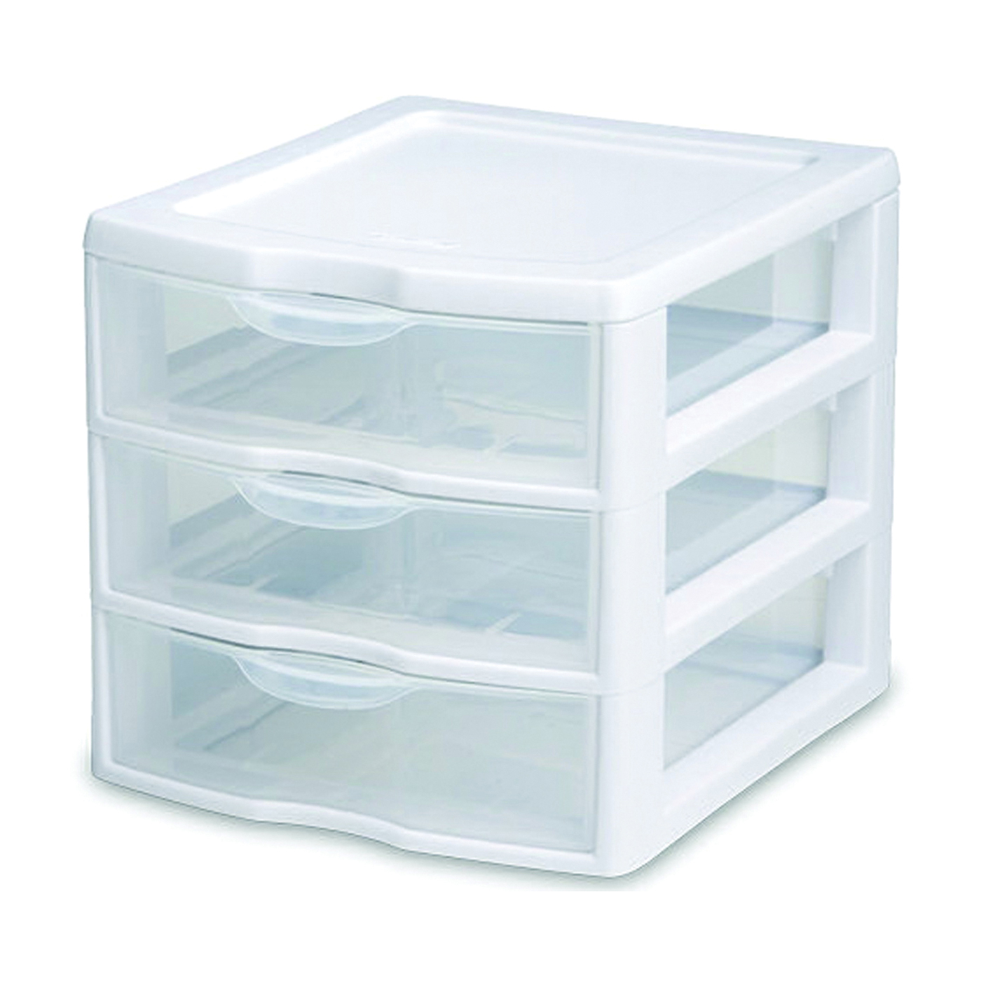 Sterilite Small 3 Drawer Unit, White, Clear Drawers