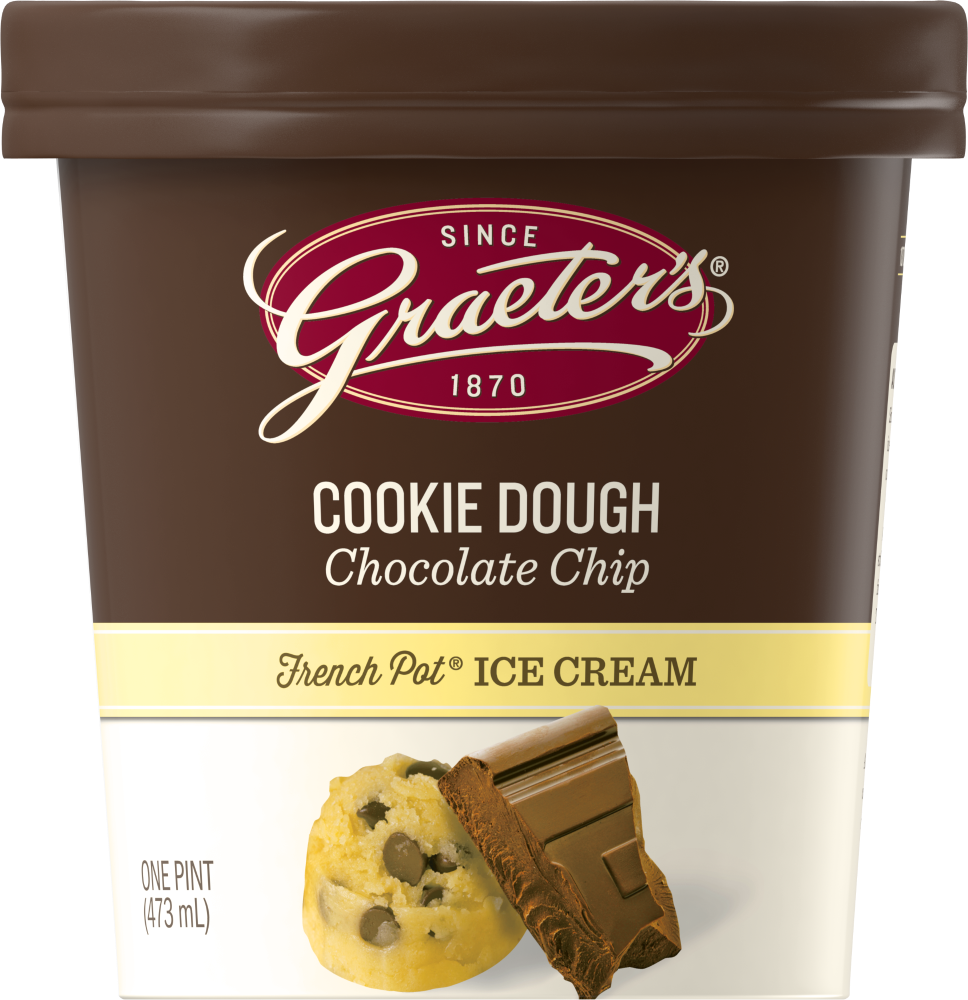 Graeter's Ice Cream, French Pot, Cookie Dough Chocolate Chip 1 Pt
