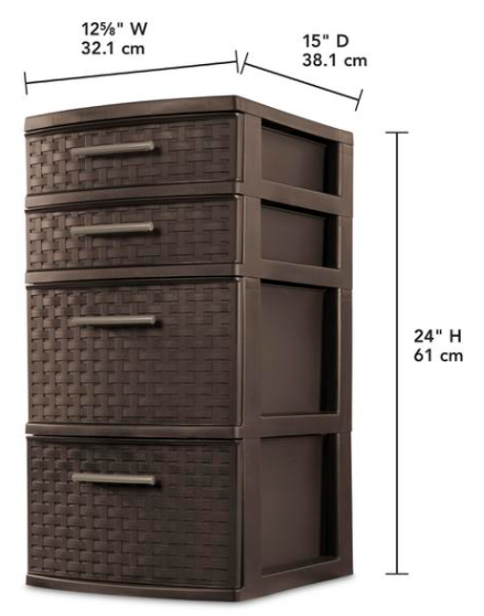 Drawer/cart-4-12.5" Wide-wheel Espresso