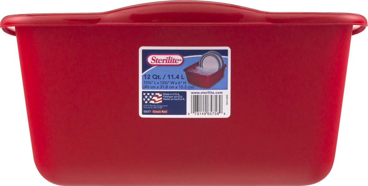 Sterilite 12QT RED Sterlite 12 Quart Dishpan Basin