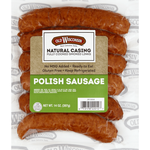 Old Wisconsin Natural Casing Fully Cooked Smoked Polish Sausage Links 14 Oz. Pack