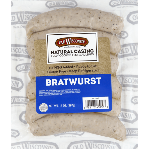 Old Wisconsin Natural Casing Fully Cooked Festival Bratwurst Links 14 Oz. Pack