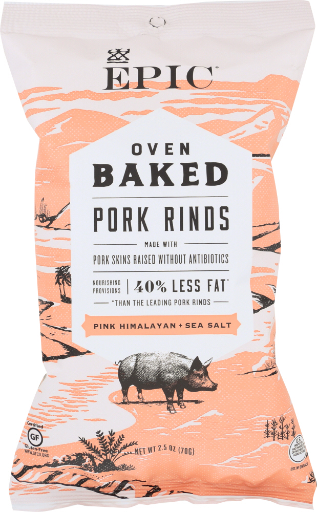 Epic Oven Baked Pink Himalayan + Sea Salt Pork Rinds 2.5 Oz