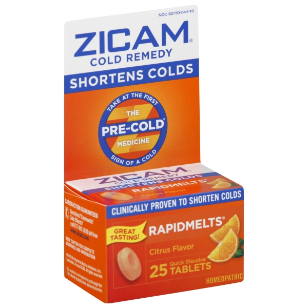 Zicam Zinc Cold Remedy Rapid Melts Quick Dissolve Tablets Citrus Flavor 25ct