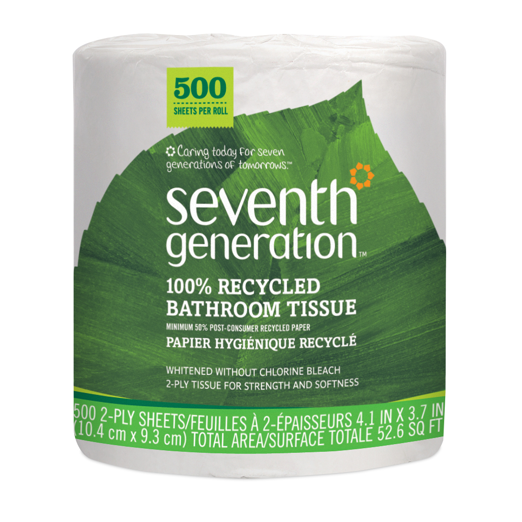 Seventh Generation 100% Recycled Bathroom Tissue 2-Ply Sheets, 1 Roll