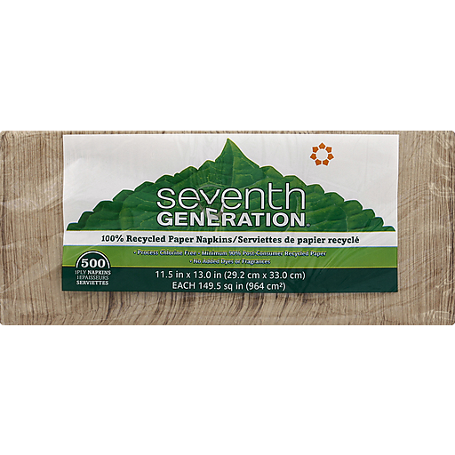 Seventh Generation 1 Ply Unbleached 100% Recycled Paper Napkins 500 Ct Pack
