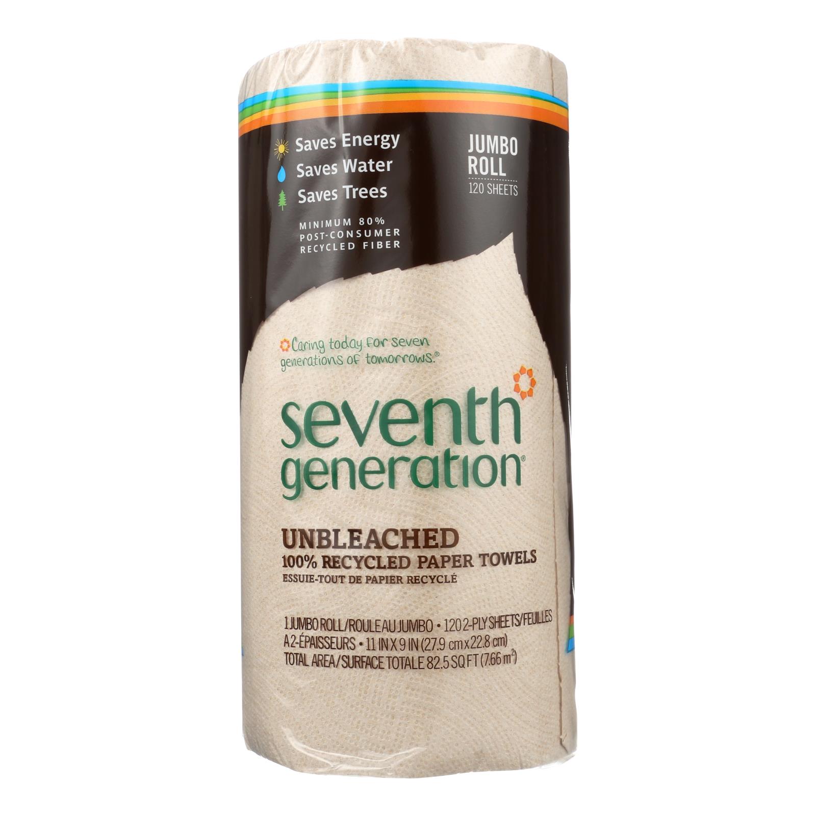 Seventh Generation Natural Unbleached 100% Recycled Paper Towels, 11 X 9, 120 Sheets/Roll 30 rolls/Case
