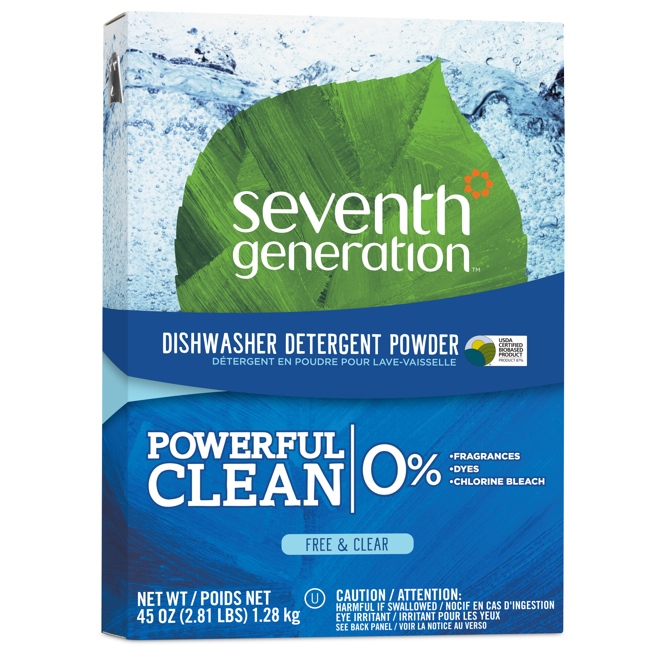 Seventh Generation SEV22150CT Natural Automatic Dishwasher Powder Free & Clear 45oz Box