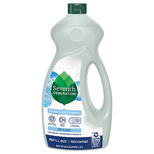 Seventh Generation Natural Dish Liquid Free & Clear, 50 Oz
