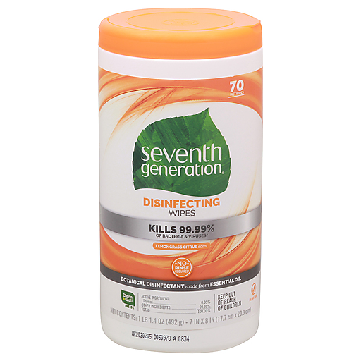 Seventh Generation Lemongrass Citrus Scent Disinfecting Wipes