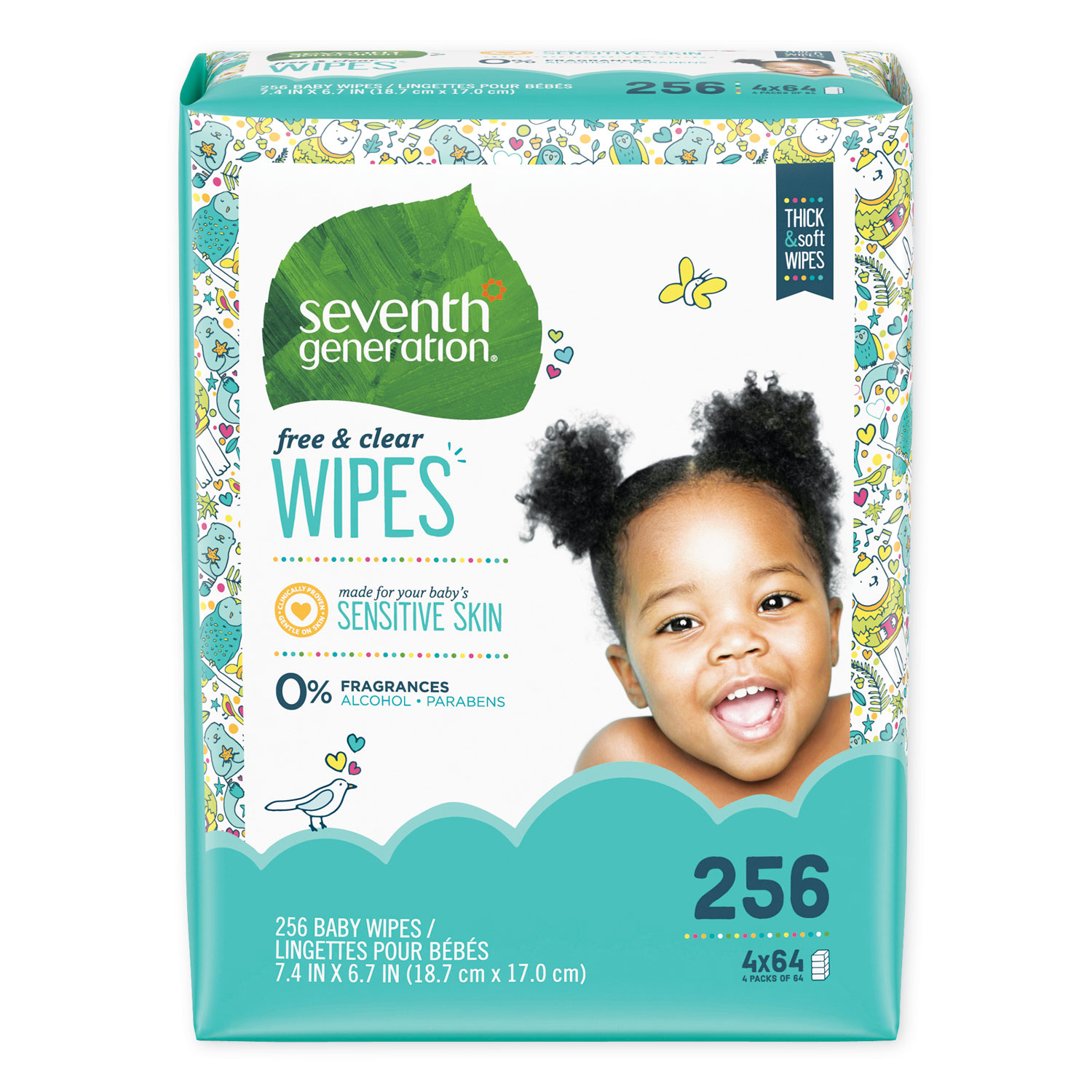 Seventh Generation Free And Clear Baby Wipes Refill Unscented White 2