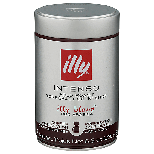 Illy Ground Drip Intenso Coffee Dark Roast 8.8 Oz Tin 6ct Case
