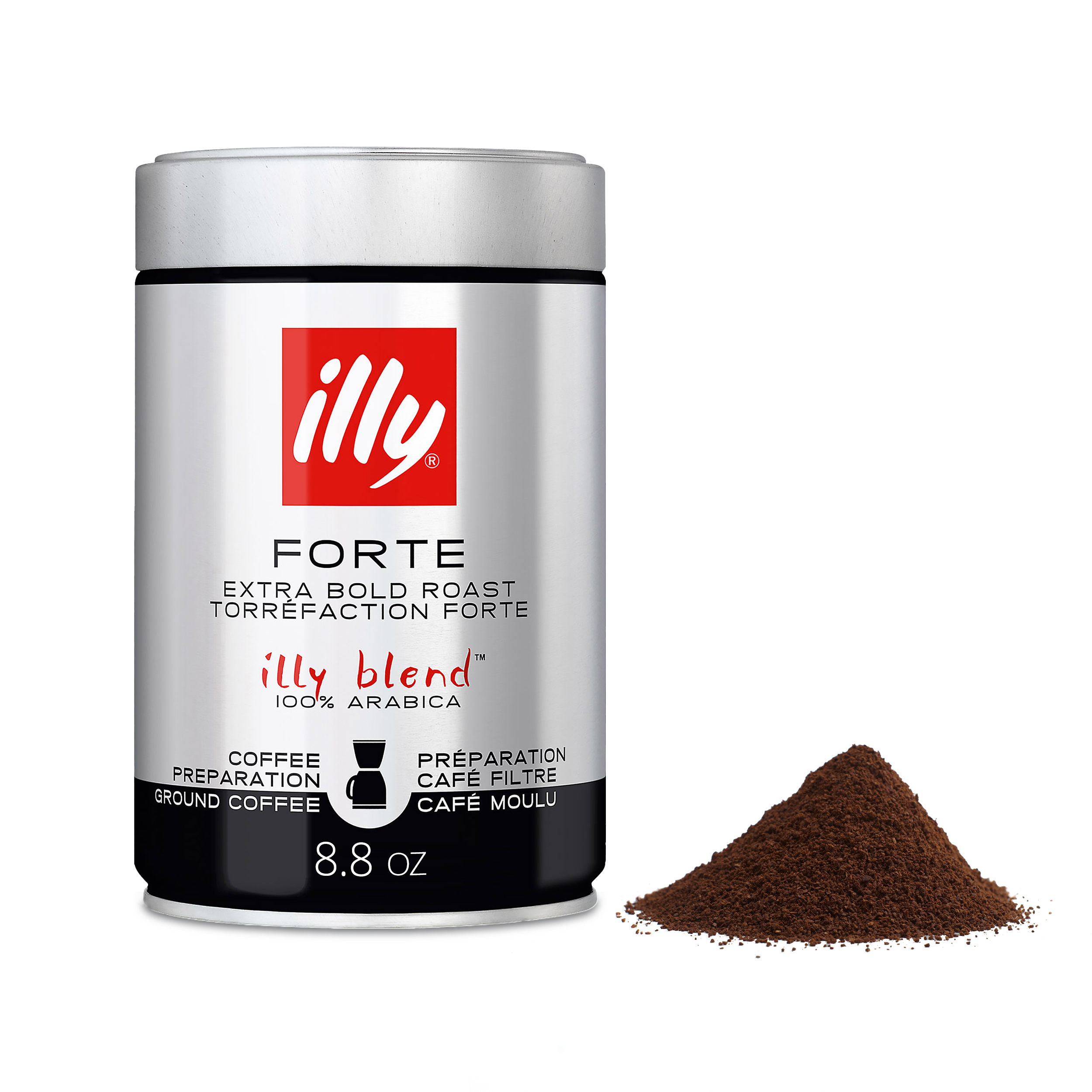 Illy Ground Drip Forte Coffee Extra Bold Roast 8.8 Oz Tin