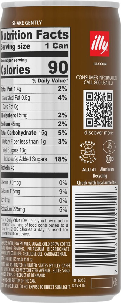 Illy Cold Brew Cappuccino Coffee Drink 8.45 Fl Oz
