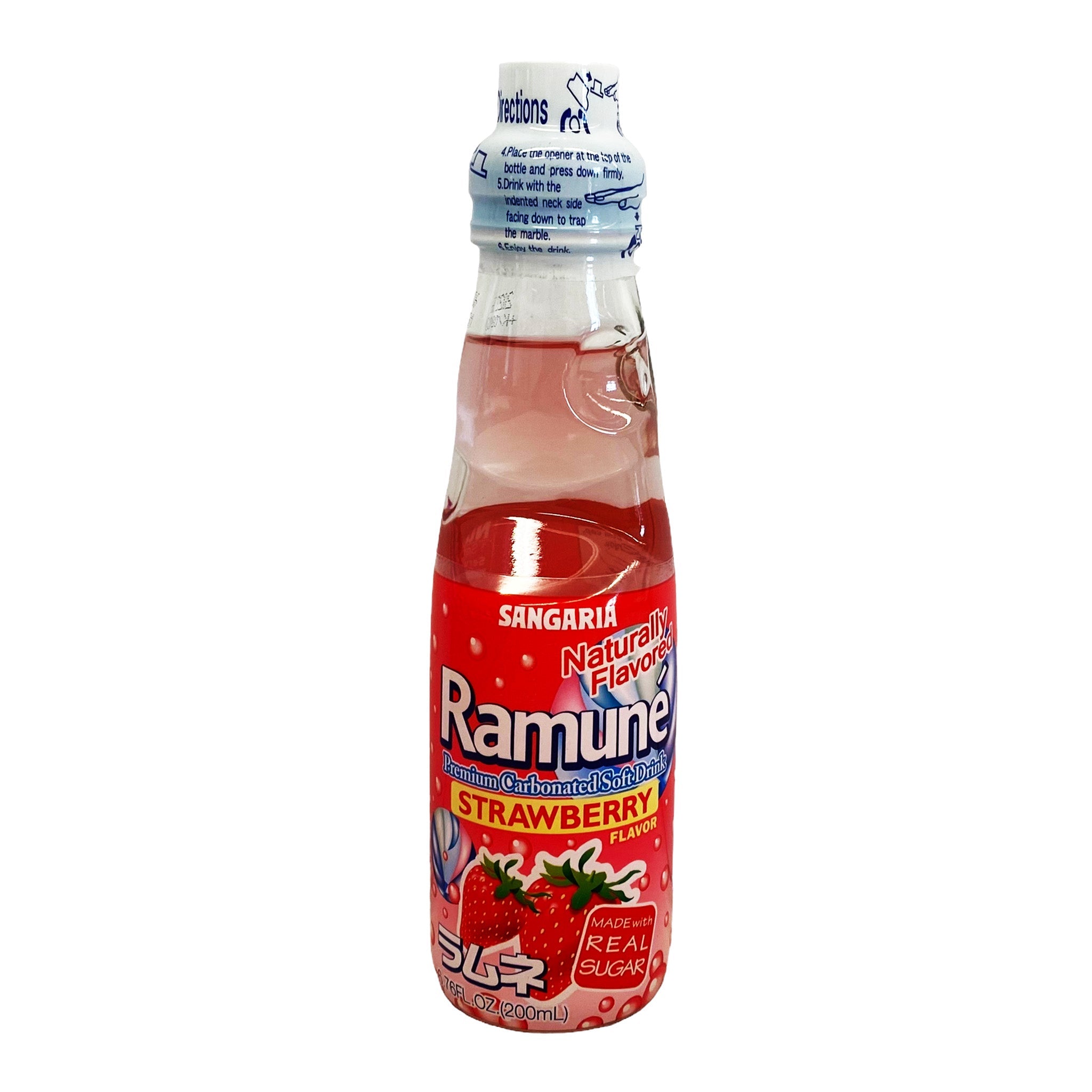 Sangaria Soft Drink, Carbonated, Ramune, Strawberry Flavor