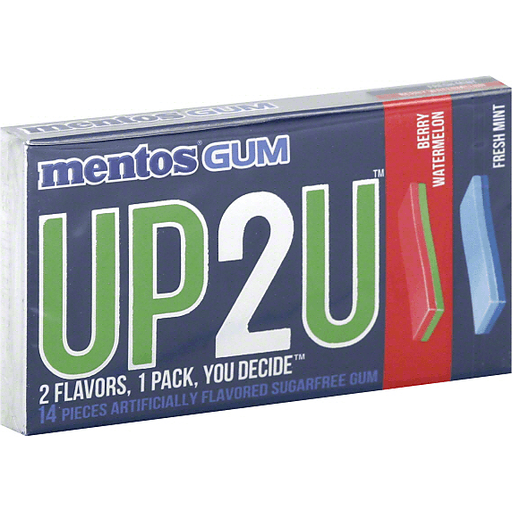 Mentos UP2U Gum, Sugarfree, Berry Watermelon, Fresh Mint