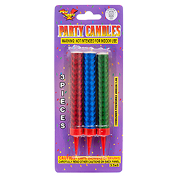 Party Candle Pdq 3ct Asst Color