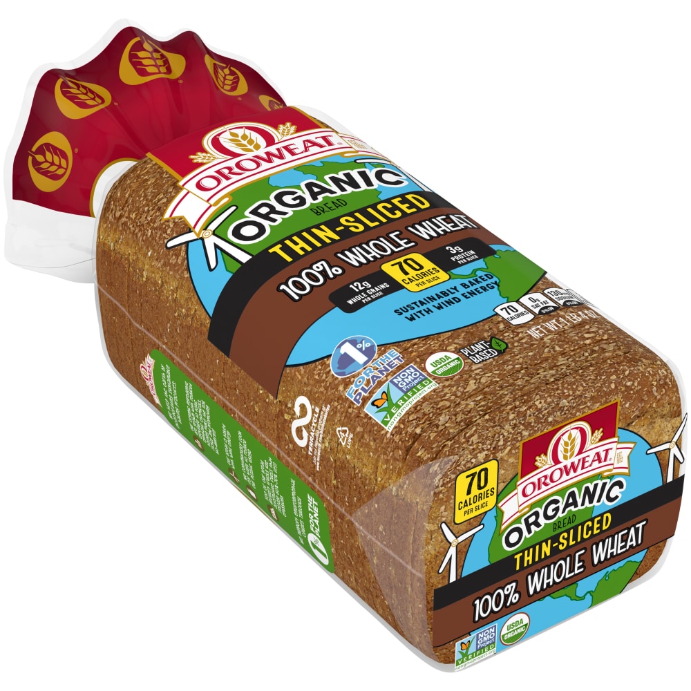 Oroweat Bread, Organic, 100% Whole Wheat, Thin Sliced 20 Oz