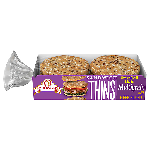 Oroweat Multigrain Sandwich Thins, 6 Rolls, 12 Oz