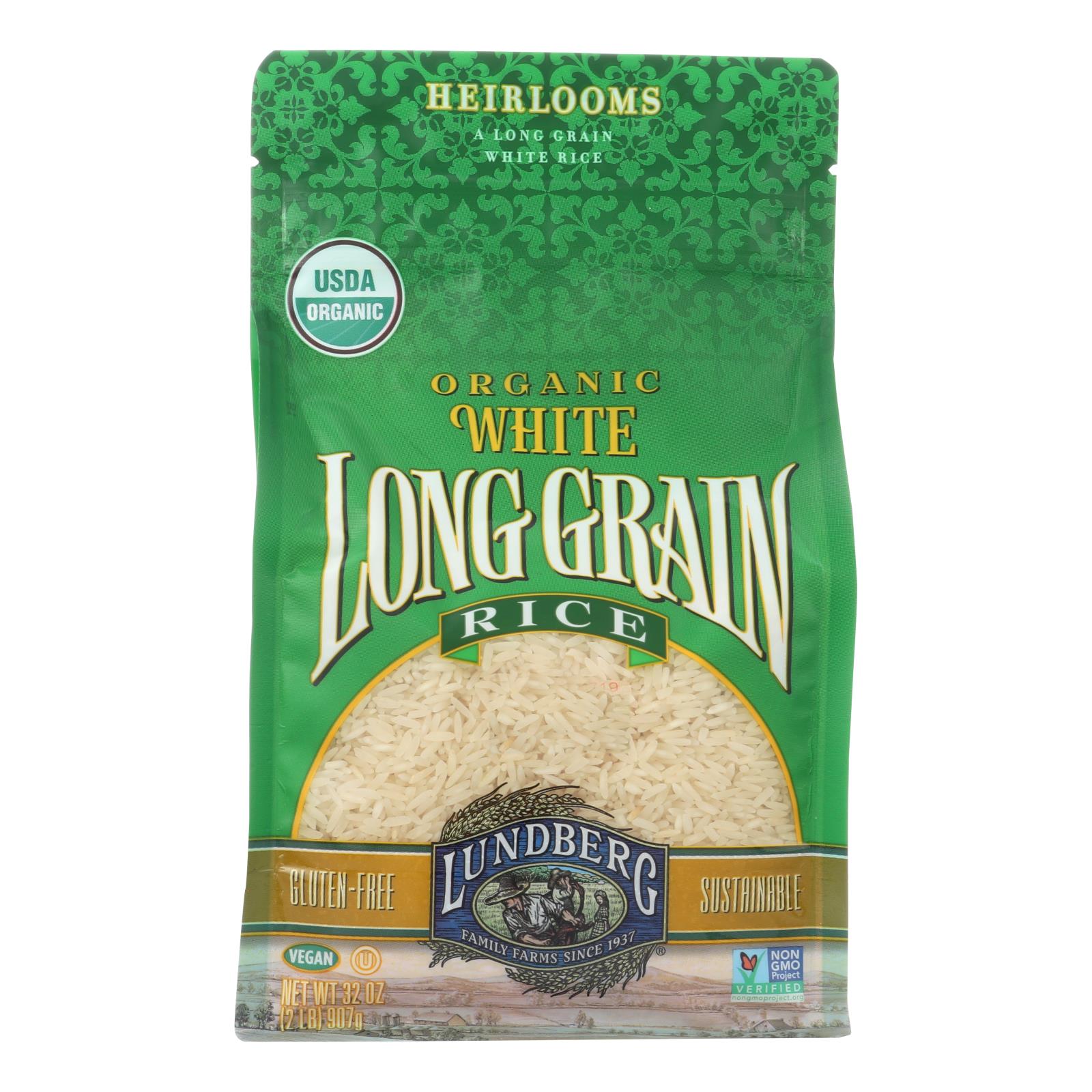 Lundberg Family Farms Organic White Long Grain Rice 32 Oz Bag 6ct Case