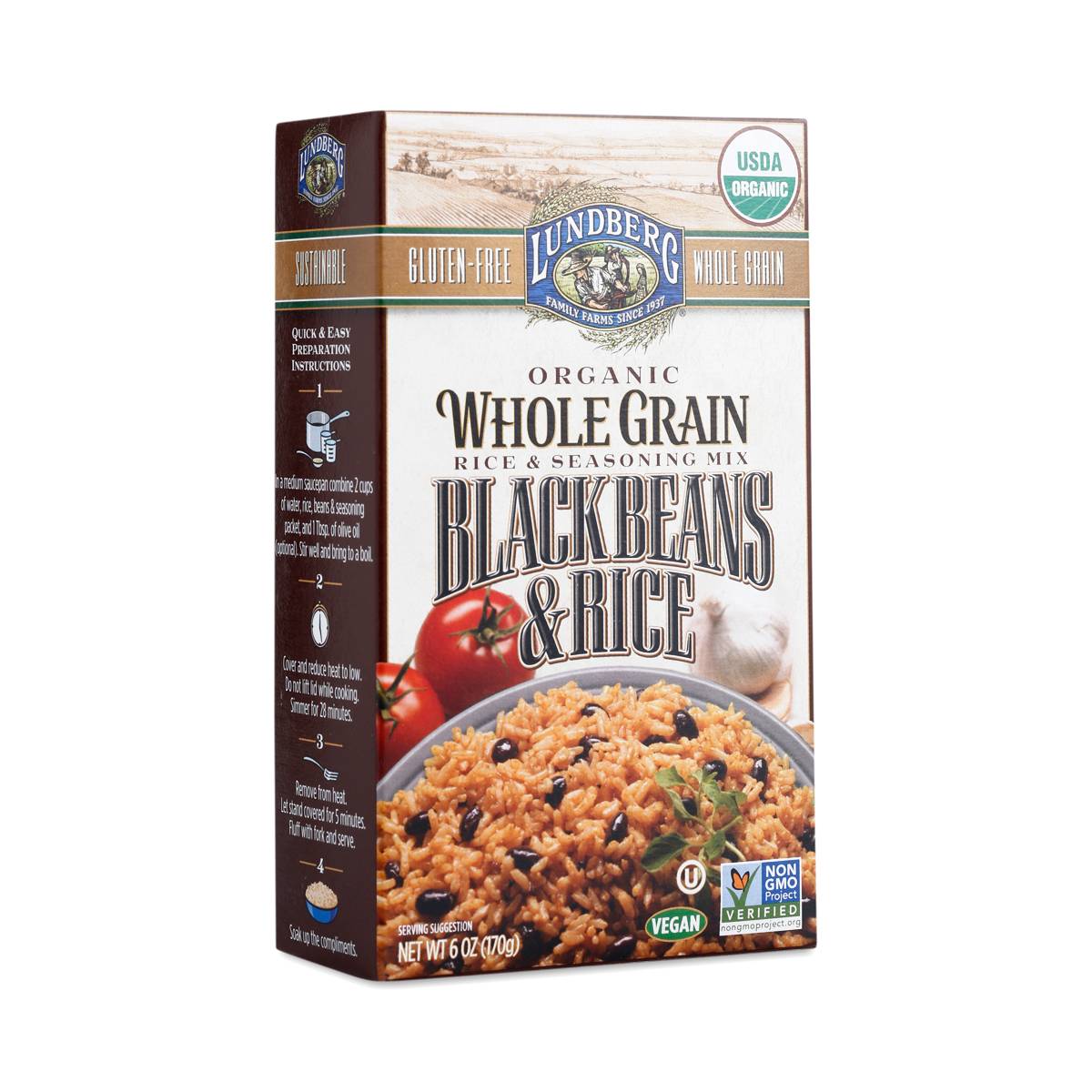 Lundberg Organic Whole Grain Black Beans & Rice & Seasoning Mix 6 Oz. Box