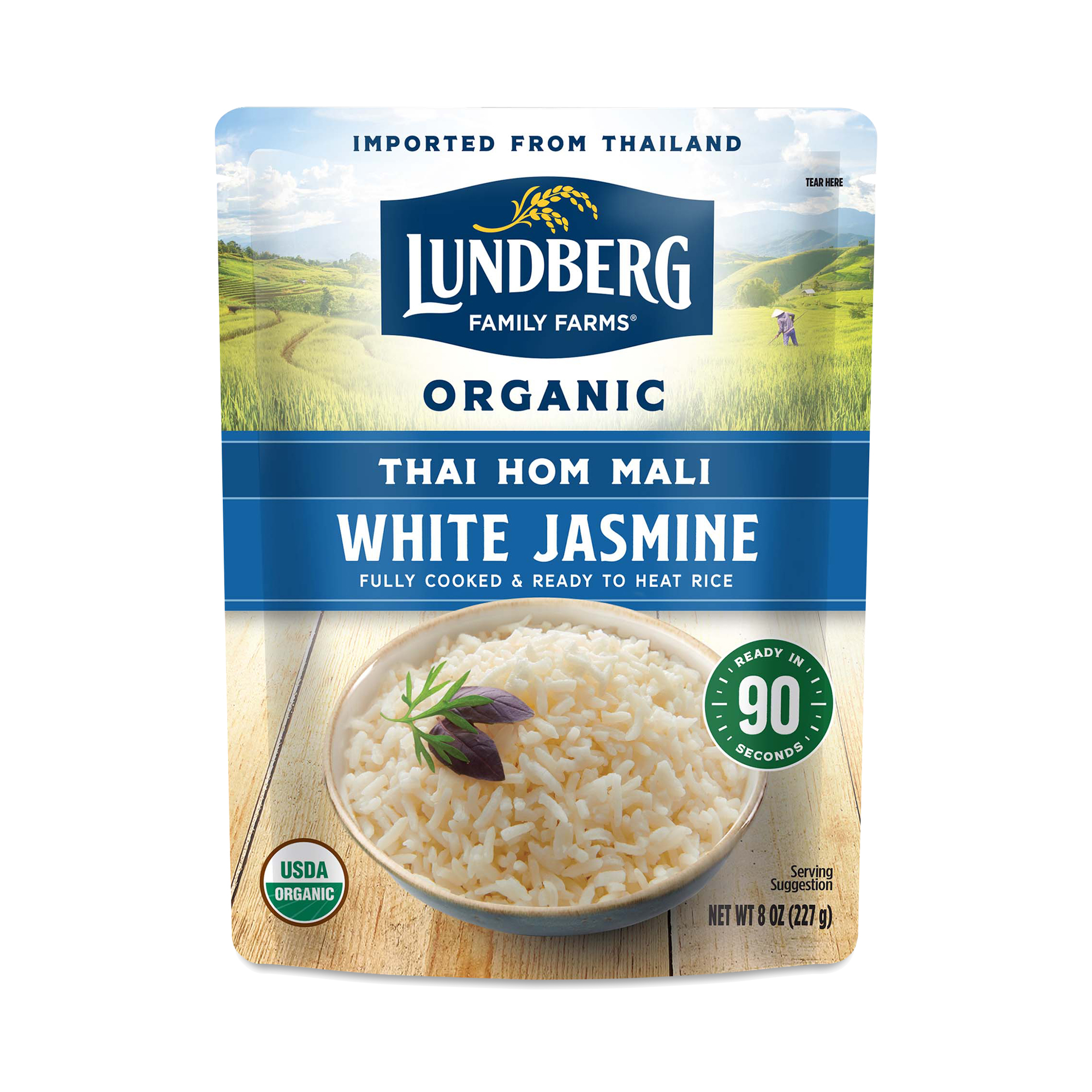 Lundberg Family Farms Organic White Jasmine Thai Hom Mali Rice, 8 Ounce -- 6 Per Case