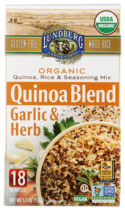 Lundberg Organic Quinoa Blend, Rice And Seasoning Mix, Garlic & Herb