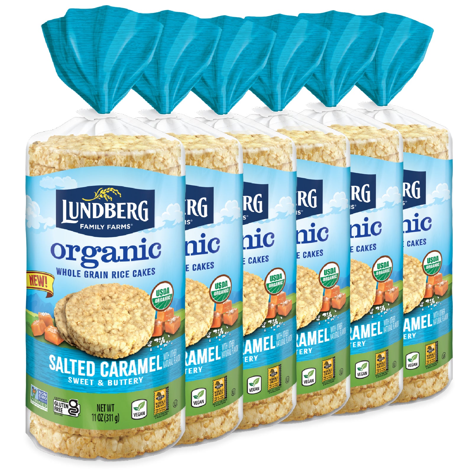 Lundberg Family Farms Organic Salted Caramel Whole Grain Rice Cakes - Case Of 6