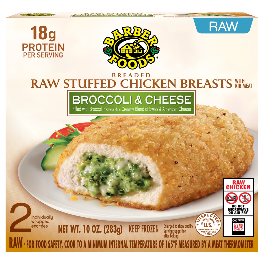Barber Foods Raw Stuffed Chicken Breasts With Rib Meat - 10 Oz