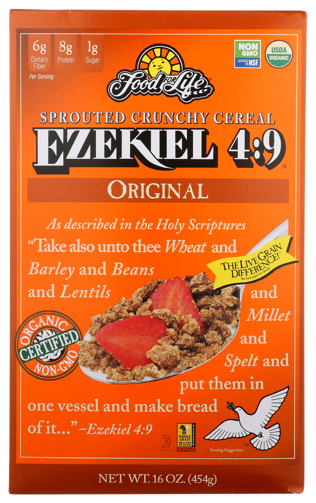 Food For Life Baking Co. Cereal Organic Ezekiel 4 Sprouted Whole Grain Original 16 Oz