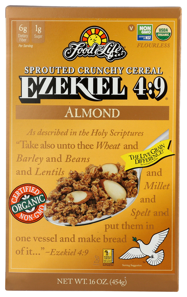 Food For Life Cereal - Organic - Ezekiel 4-9 - Sprouted Whole Grain - Almond - 16 Oz.. - Case Of 6