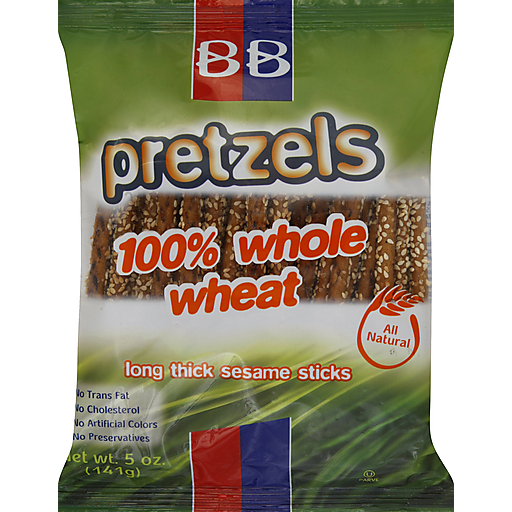 BB B&b 100% Whole Wheat Sesame Pretzel Sticks 5 Oz Bag