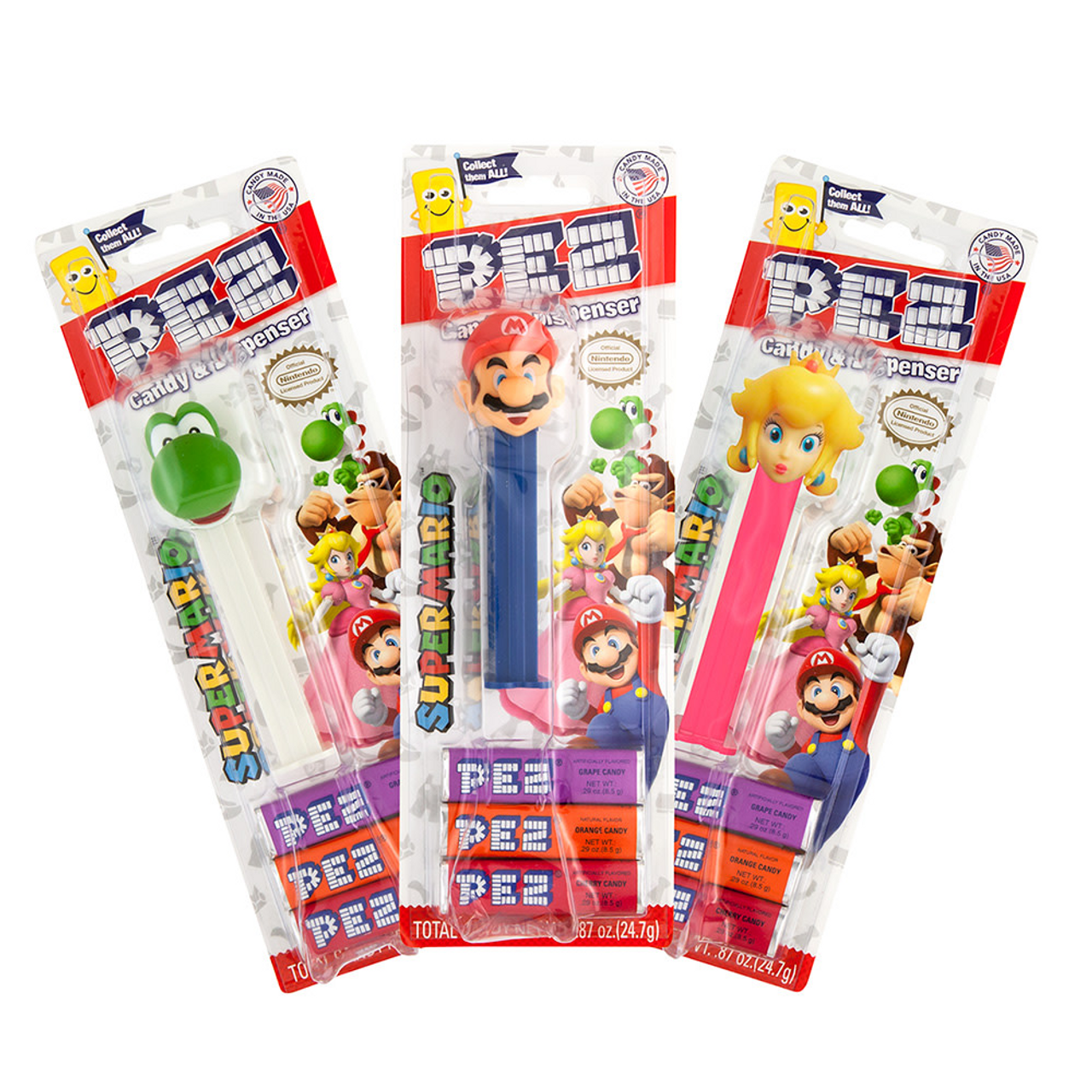 Pez Candy & Dispenser, Strawberry/Orange/Raspberry 0.87 Oz