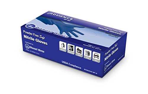 Nitrile Powder Free Gloves, Blue, 4 Mil, (for Multi Purpose And General Usage)(More Puncture Resistant, Comfort And Smooth) By Diamond Gloves