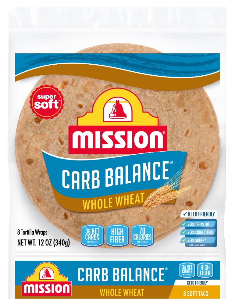 Mission Carb Balance Soft Taco Whole Wheat Tortilla Wraps 8 Ct Bag