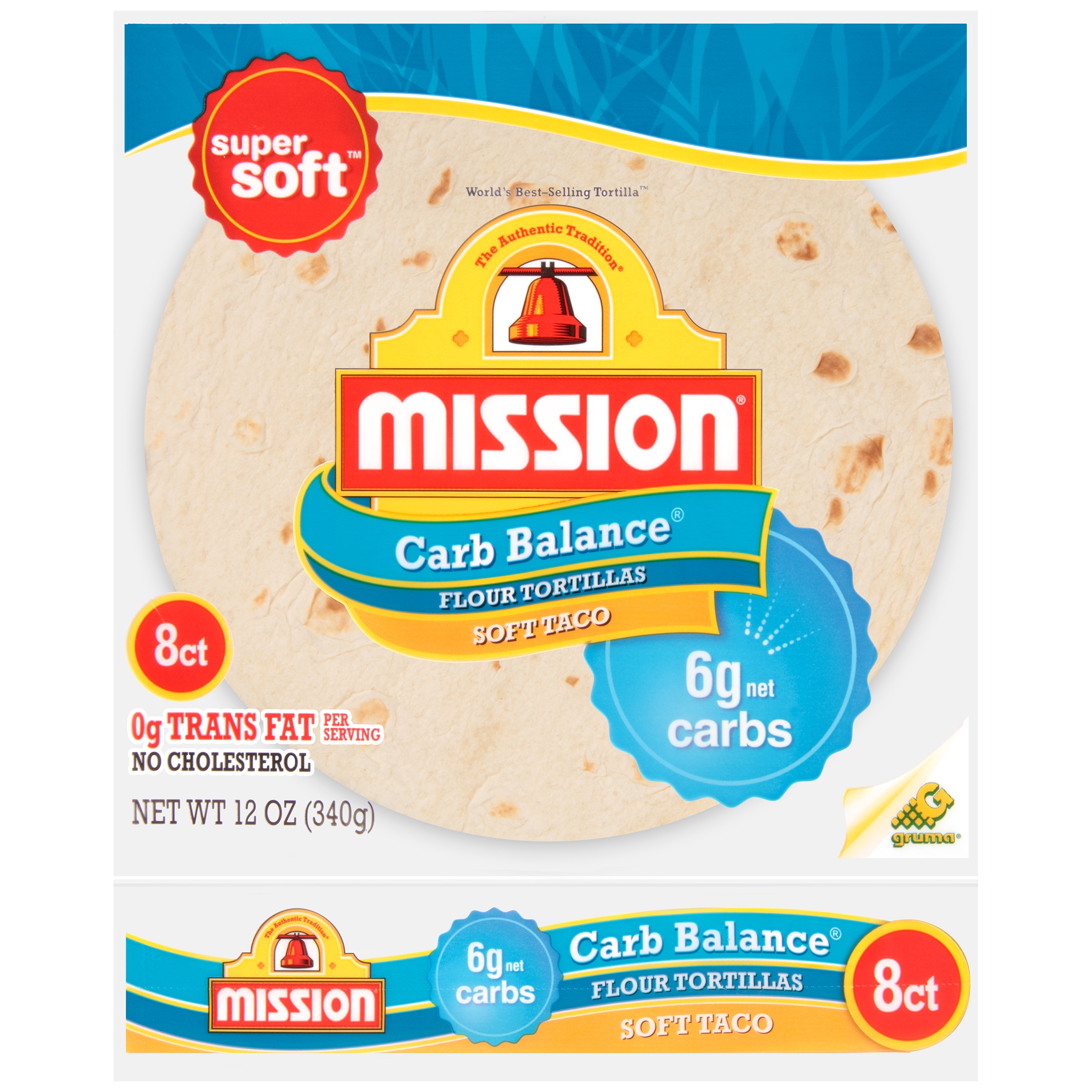 Mission Carb Balance Soft Taco Flour Tortilla Wraps 8 Ct Bag