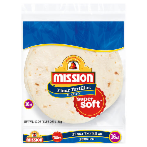 Mission Super Soft Burrito Flour Tortillas 16 Ct Bag
