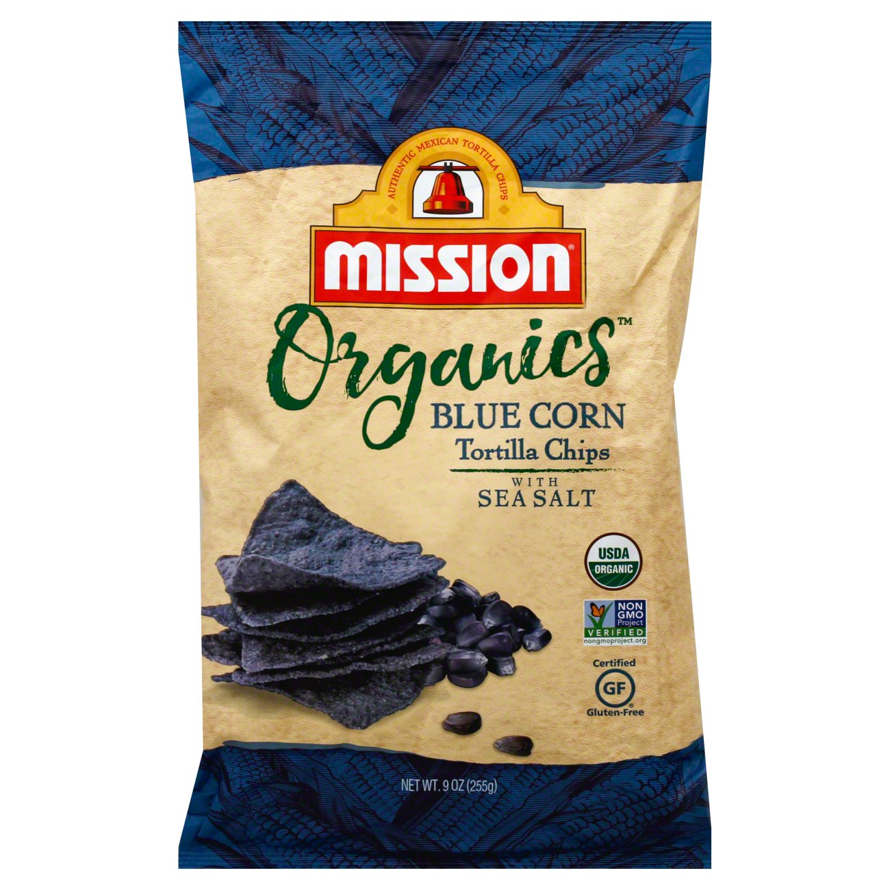 Mission Organics Tortilla Chips, Blue Corn, With Sea Salt