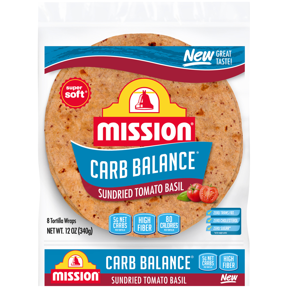 Mission Carb Balance Super Soft Sundried Tomato Basil Tortilla Wraps 8 Ct Bag