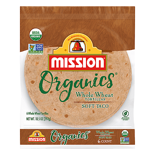 Mission Organics Whole Wheat Tortillas Soft Taco - 6ct