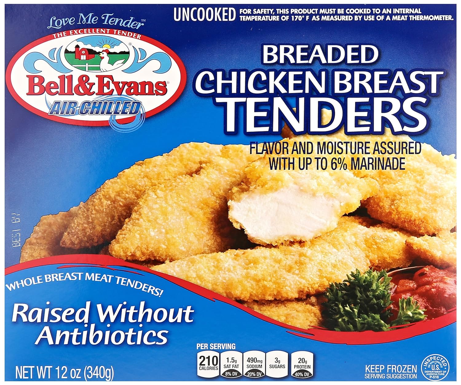 Bell & Evans Chicken Breast Tenders, Breaded, Uncooked 12 Oz