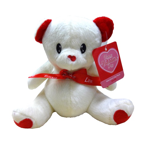 Valentines Teddy Bear White W-Bow-whole